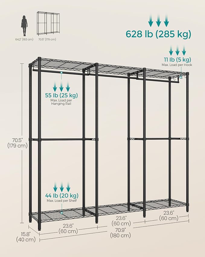 SONGMICS Clothing Rack, Heavy-Duty Garment Rack - Image 6