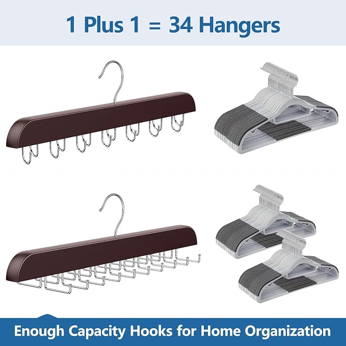 2 Pack Tie Rack & Belt Hanger 2 in 1 Tie Hanger Space Saving Max 42 Belts& 60 - Image 5