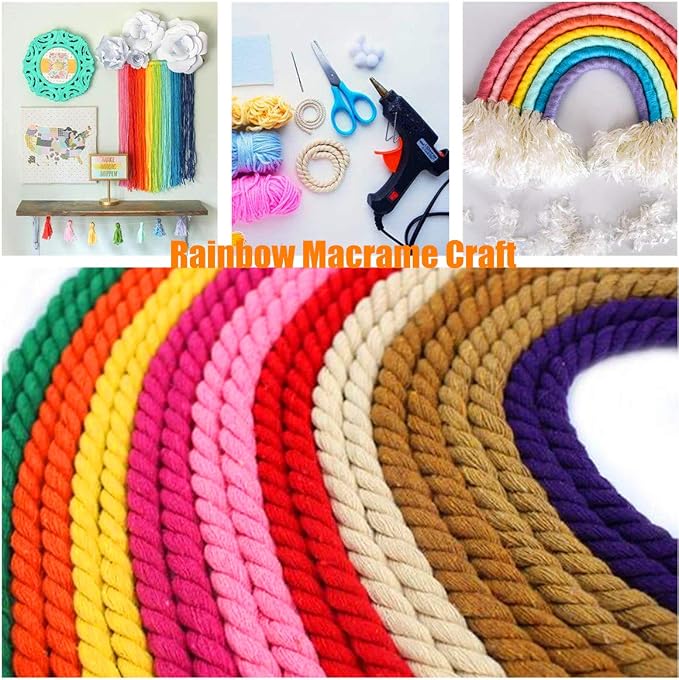 109 Yards 3mm Macrame Cotton Cord 4 Strand Twisted Twine Strings Rope - Image 5