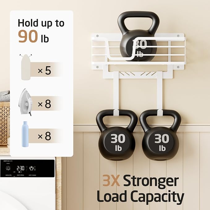 KES 90lb Heavy-Load Ironing Board Hanger Wall Mount, One-Piece Metal Frame - Image 3