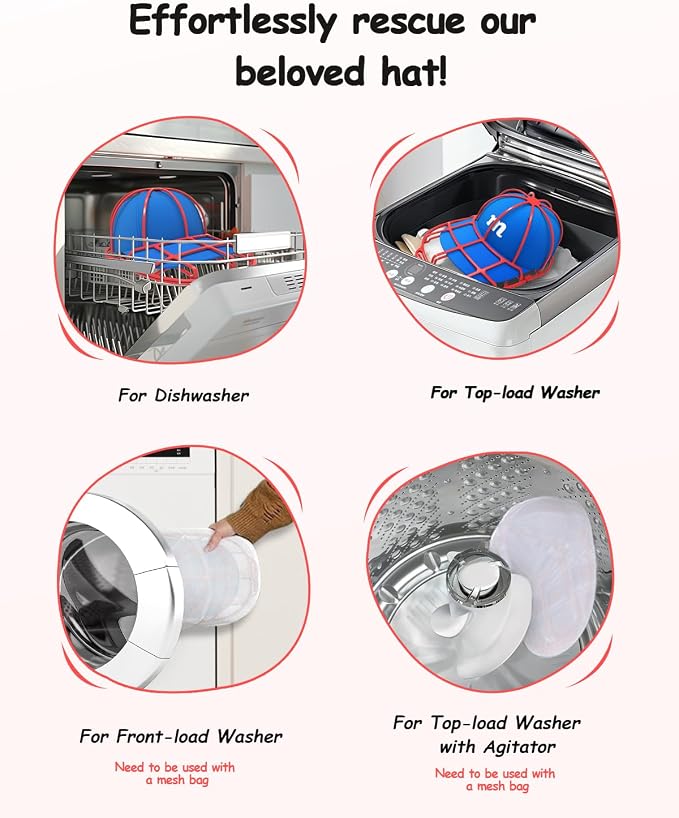 XQXA 2-Pack Baseball Hat Washer Cage | Machine-Washable Cap Cleaner Frame - Image 3