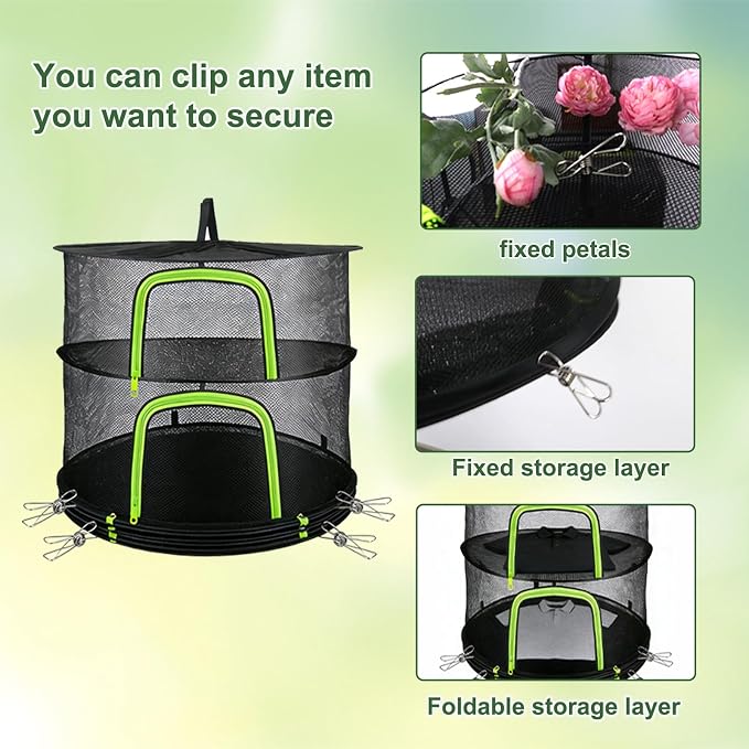 4 Layer Herb Drying Rack, Hanging Mesh Net, Foldable Plant Drying Rack - Image 3