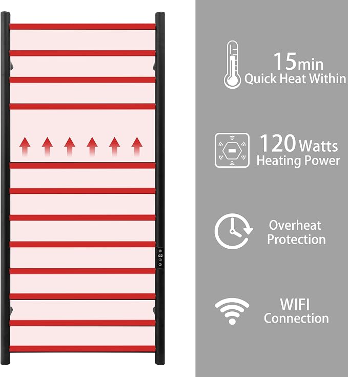 KEG Smart WiFi Towel Warmer Wall Mounted - Image 4