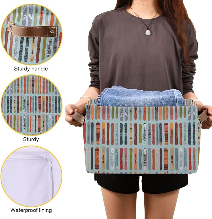 Pfrewn Storage Basket Bins Foldable Skis Snowboards Laundry Hamper Box Organizer - Image 8