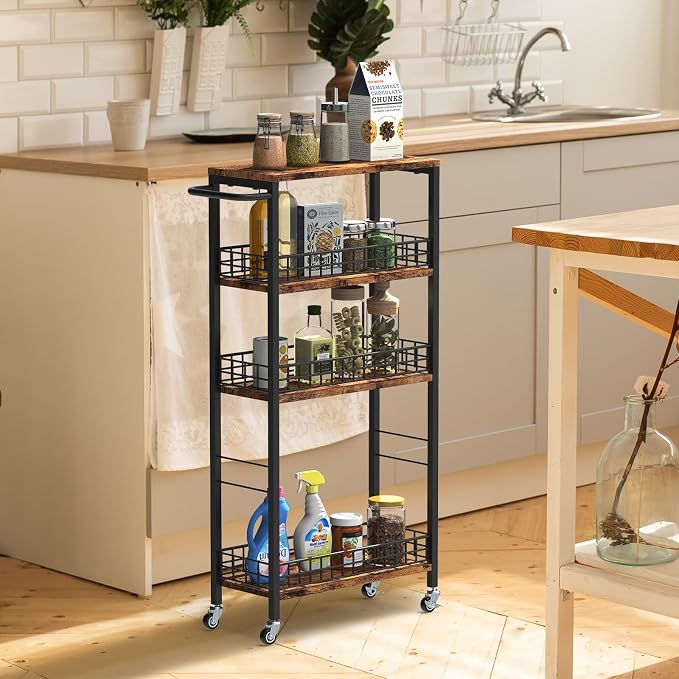 Slim Storage Cart Rolling Kitchen Cart - Image 3