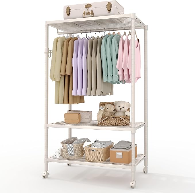 Rolling Clothes Rack, Heavy Duty Garment Clothing Rack by GarveeHome