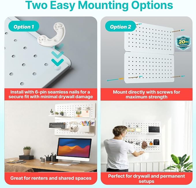 Upgraded Metal Pegboard Wall Organizer Kit – Magnetic, Heavy-Duty Peg Board - Image 4