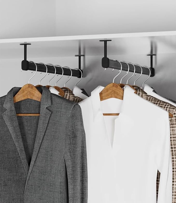 Closet Rod 6 Pcs Ceiling Mount Closet Rod Holders, Space Saving Wardrobe - Image 9