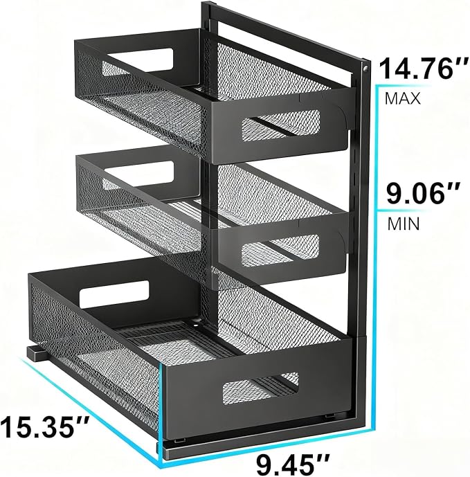 Under Sink Organizer, Adjustable Height 2 Tier Under Sink Organizers and - Image 5