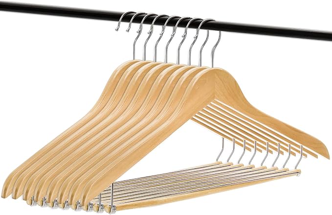 Tosnail 8 Pack Wooden Suit Coat Hangers - Image 5