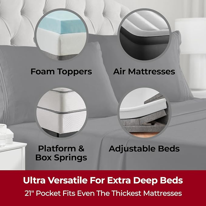 Mellanni Extra Deep Split King Sheets - Image 2