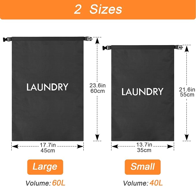 2 Pack Travel Laundry Bag, Nylon Washing Bags - Image 3