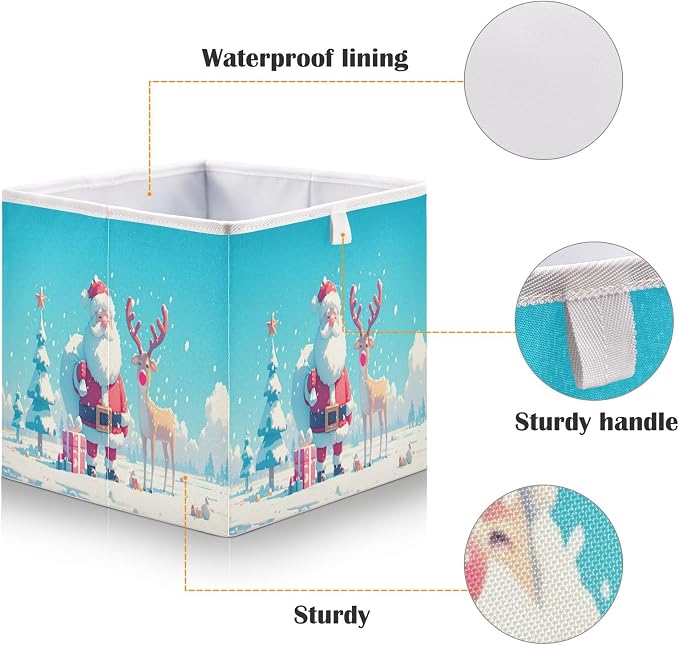 senya Large Storage Bins Christmas Santa Claus Deer Collapsible Foldable - Image 4