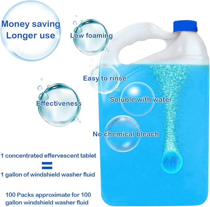 100 Pieces Car windshield washer fluid Concentrated Clean Tablets, New Formula - Image 2