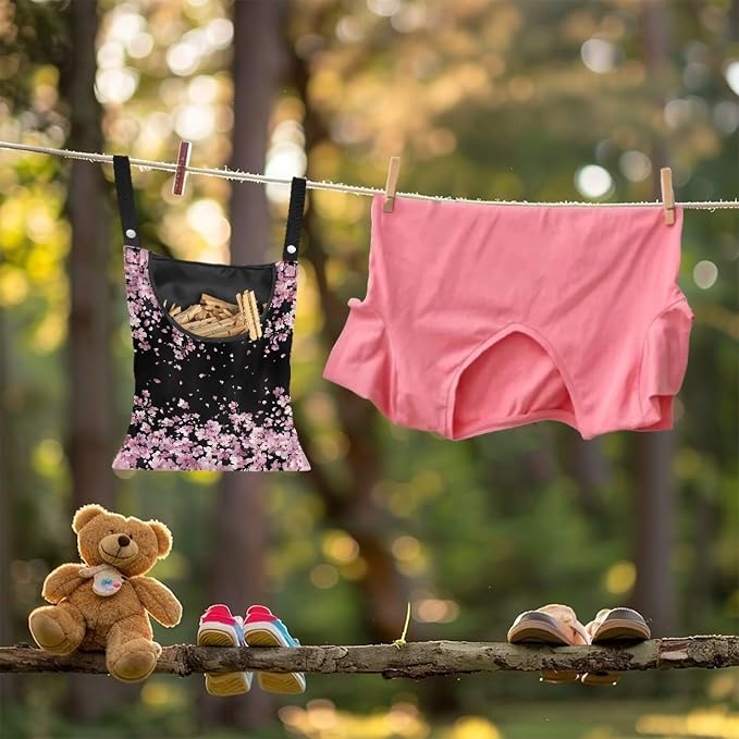 Cherry Blossom Clothesline Peg Organizer Storage Bags Dust-Proof Clothes Pin - Image 3