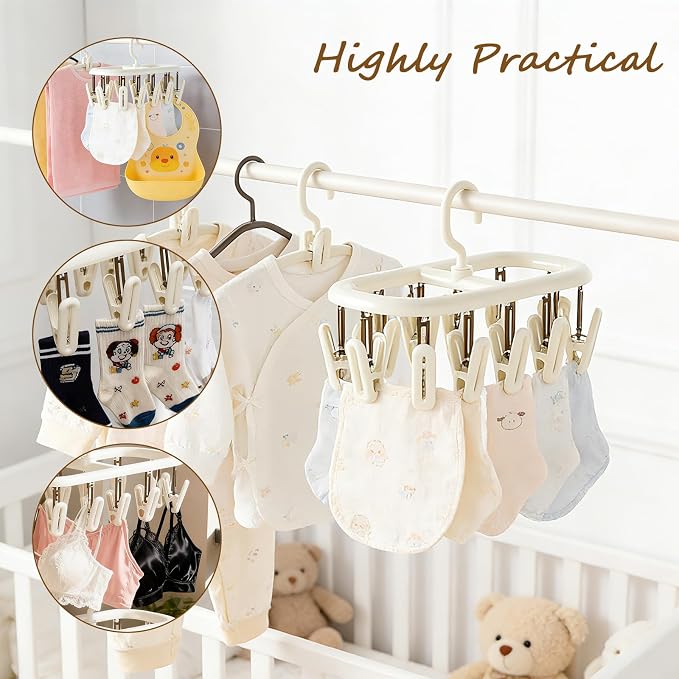 Clothes Drying Hanger with 12 Clips 2 Pack Folding Portable Hanging Drying Rack - Image 2