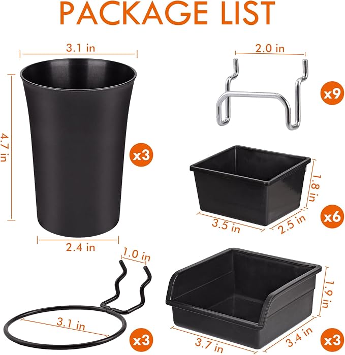 G.CORE 12 Pack Pegboard Bins PegBoard Cups - Image 2