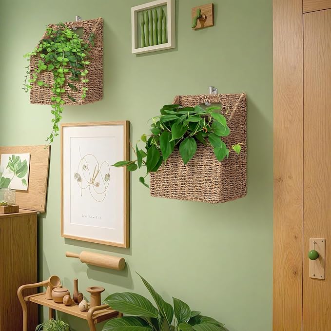 Wicker Hanging Storage Basket, Water Hyacinth Baskets, Wall Decor Hyacinth - Image 8