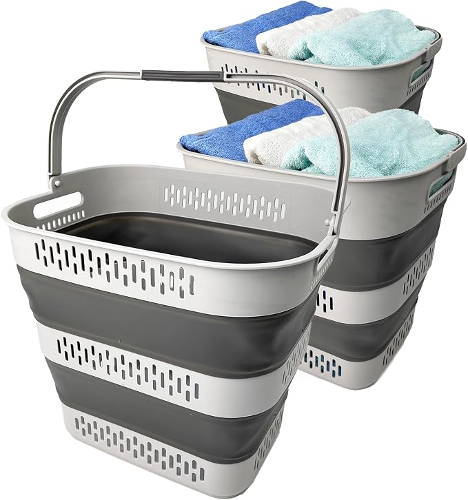 SAMMART 40L Collapsible Plastic Laundry Basket by SAMMART