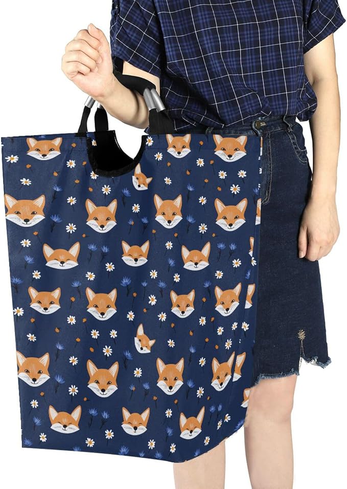 forests Fox Flower Blue laundry baskets, Foldable and waterproof dirty clothes - Image 7