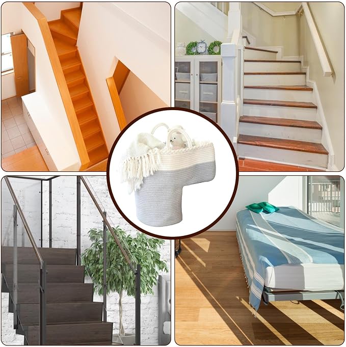Staircase Basket – Foldable Woven Step Storage Organizer | Portable Handle L - Image 4