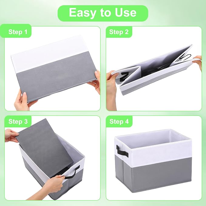 Large Shelf Storage Bins, Decorative Collapsible Storage Basket, Fabric Closet - Image 4