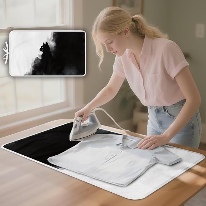 Ink-wash Black Cat Print Ironing Mat Foldable Ironing Pad Portable Board Iron - Image 2
