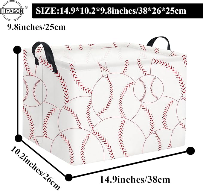 HIYAGON Rectangular Baseball Basket Kids Baby Nursery Storage Basket - Image 6