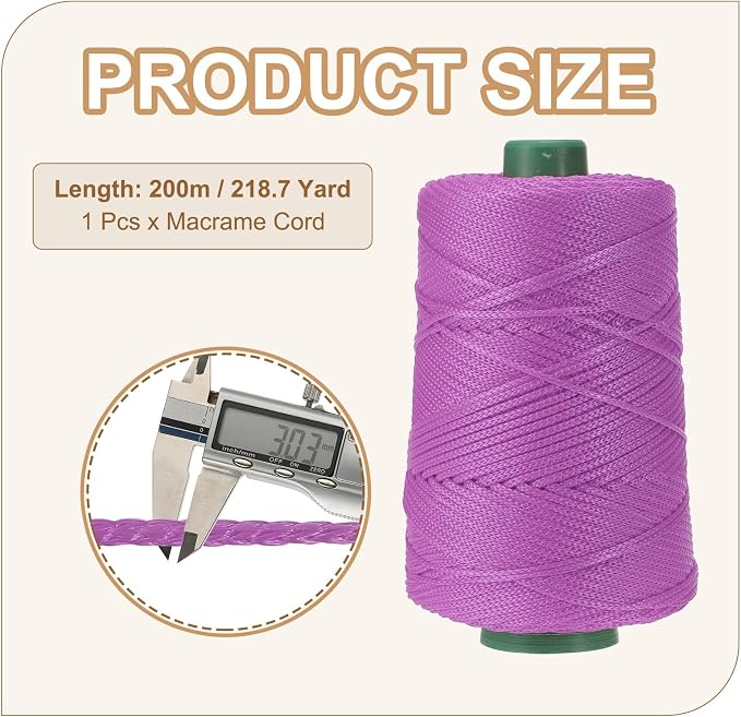 YELARXI Polyester Macrame Cord, 3mm x 219 Yards Polypropylene Macrame Cords - Image 2