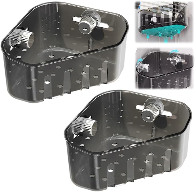 Suction Cup Sink Corner Rack, 2025 Upgrade Plastic Suction Cup Storage Rack by Ehnoge