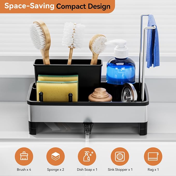 Sponge Holder for Kitchen Sink, Rustproof Stainless Steel Sink Caddy - Image 2