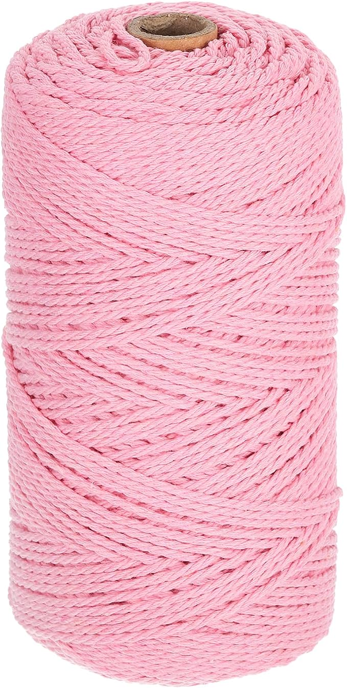 HARFINGTON Natural Macrame Cord 2mm x 220 Yards 3 Strand Twisted Cotton Macrame by HARFINGTON