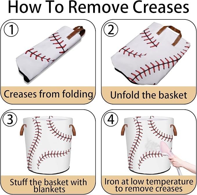 Baseball Texture Laundry Hamper Waterproof Collapsible Basket - Image 7