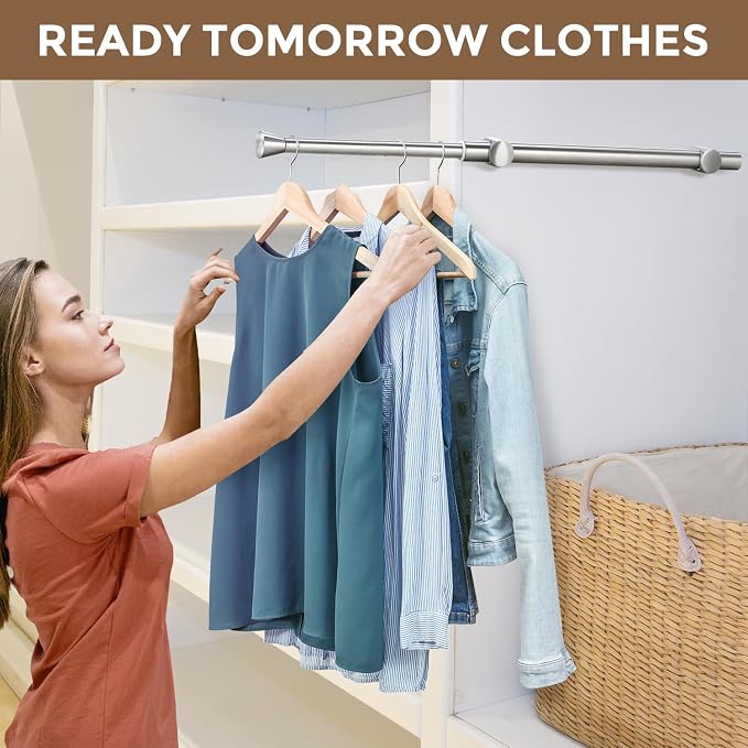 12" Valet Rod for Closet Pull Out, Heavy Duty Slide-Out Closet Rod for Hanging - Image 3