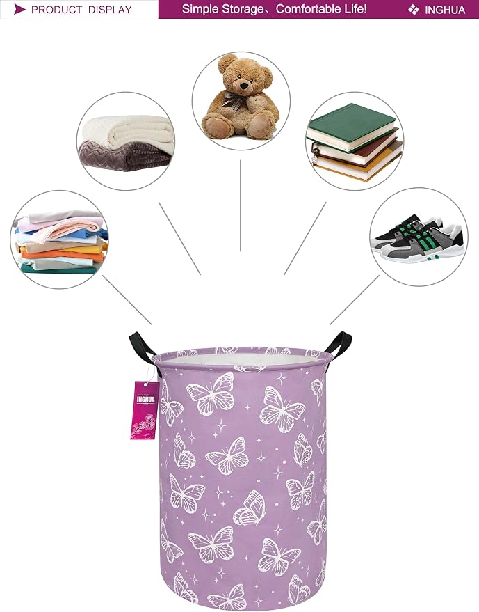 Laundry Hamper Large Canvas Fabric Lightweight Storage Basket/Toy - Image 3