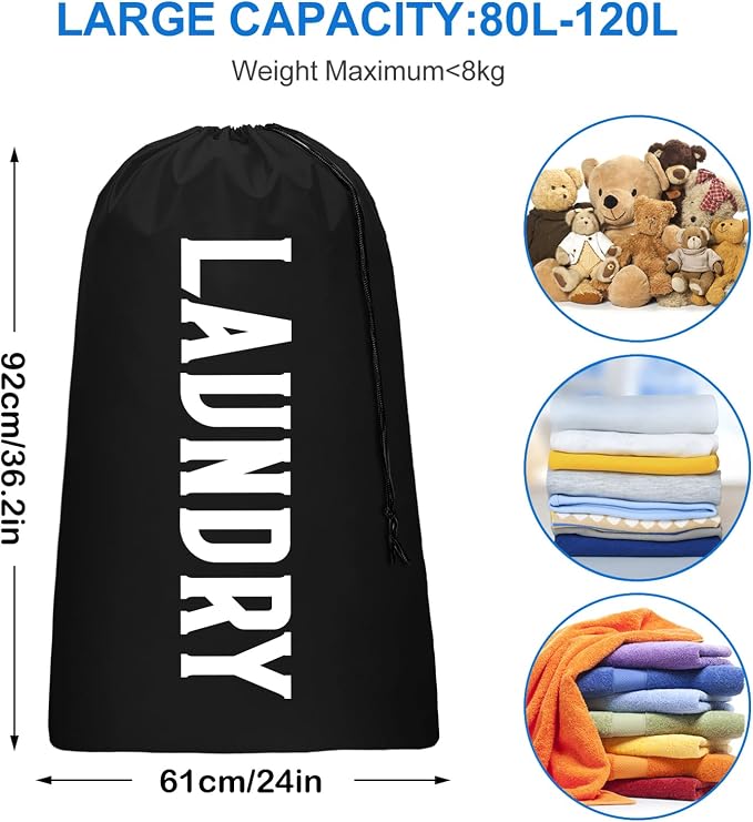 2 Pack XL Travel Laundry Bag, Machine Washable Dirty Clothes Organizer - Image 7