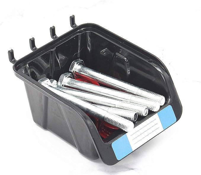 Colorstorm Pegboard Bins Kit 12 PACK Black Pegboard Parts Storage Tool Peg - Image 9
