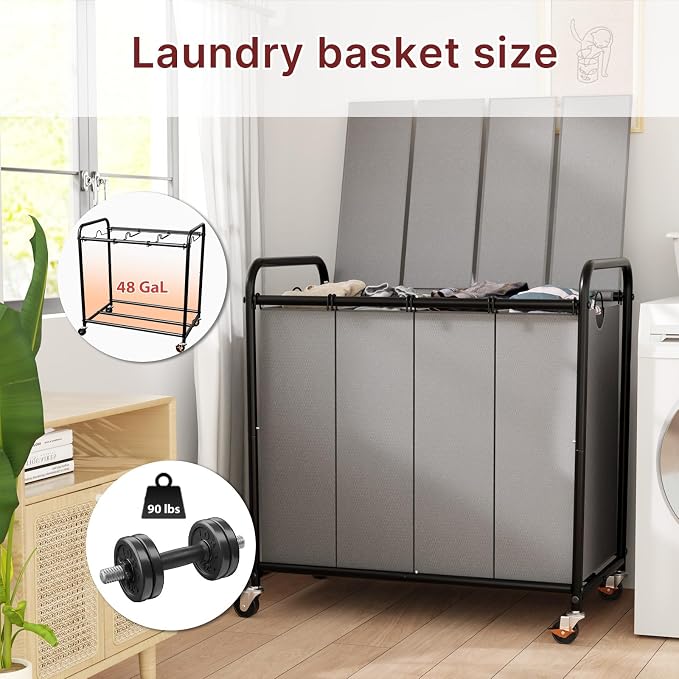 4-Compartment Laundry Cart - Image 2