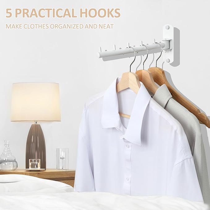 Swing Clothes Hanger Rack, Garment Racks Folding Clothes Bar Wall Mounted - Image 4