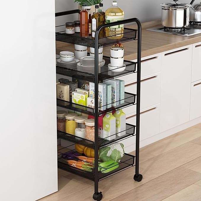 Fruit Basket for Kitchen, 5 Tier Fruit and Vegetable Storage Basket Cart - Image 2