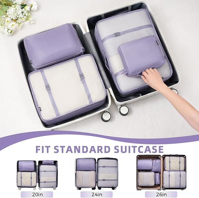 BAGAIL 8 Set Packing Cubes Luggage Packing Organizers - Image 6