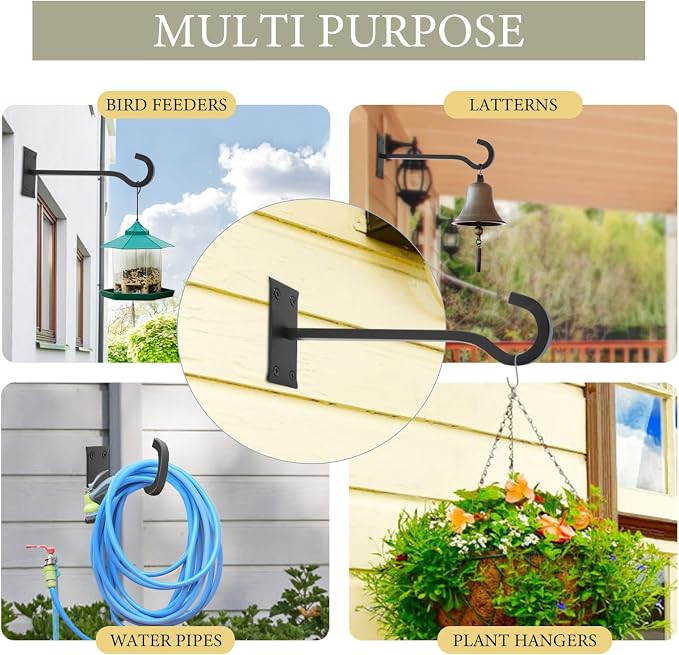 6inch Heavy Duty Hanging Plant Brackets 2pcs Bird Feeder Hanger Decorative - Image 7