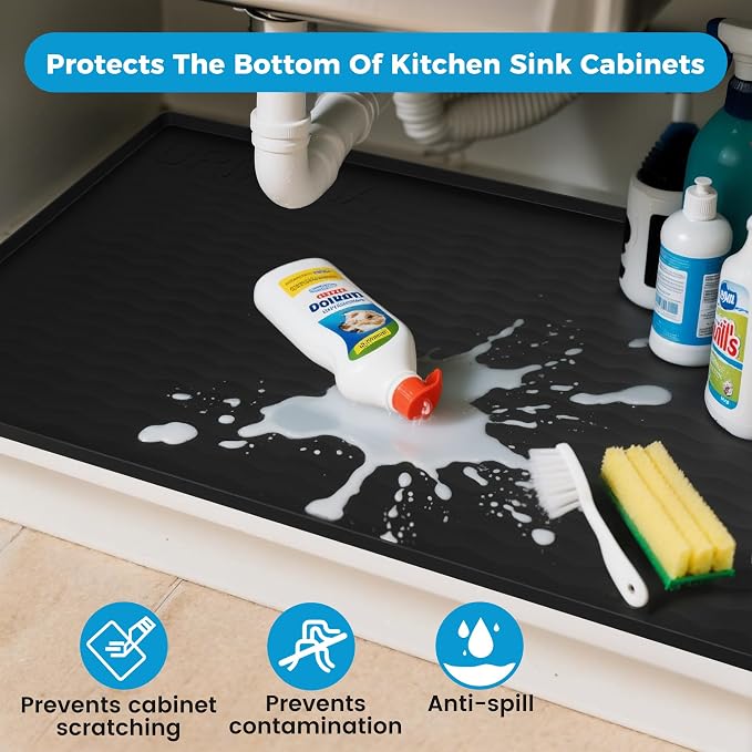 URMONA 16'' x 10'' Waterproof Silicone Under Sink Mat Cabinet and Counter - Image 4