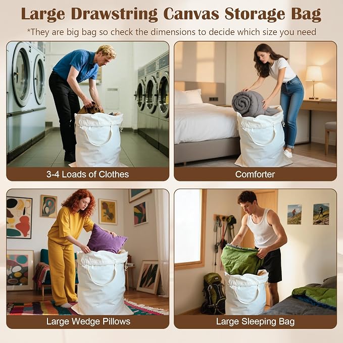 Canvas Laundry Bag 33"Wx 35"H, Thick Canvas Laundry Bag - Image 5