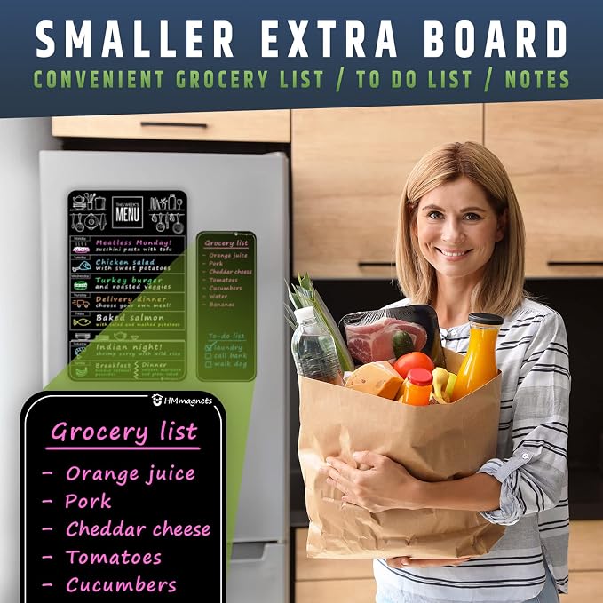 Cute 10"x16" Magnetic Dry-Erase Weekly Menu Blackboard - Image 4