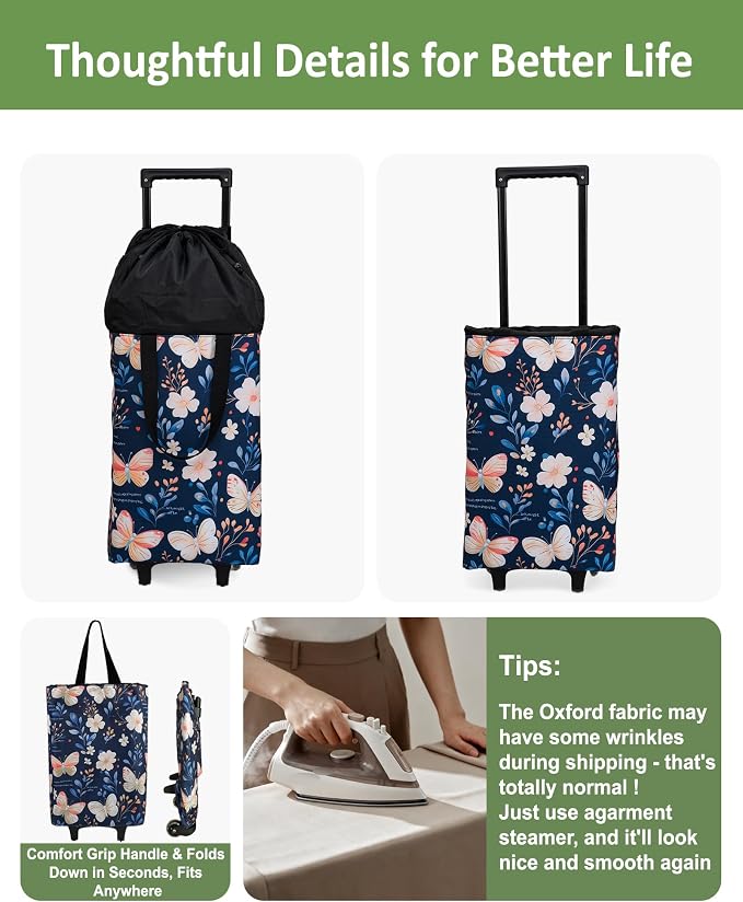 Foldable Rolling Bag, Portable Small Shopping Cart - Image 5