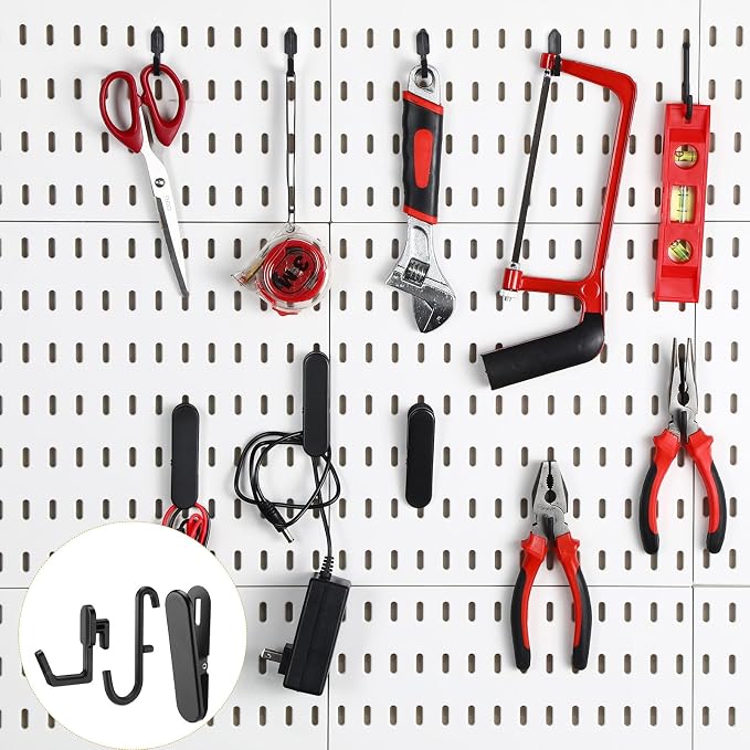 Kathfly 30pcs Pegboard Accessories 10 Clips 20 Hooks, Peg Board Accessory Kit - Image 5