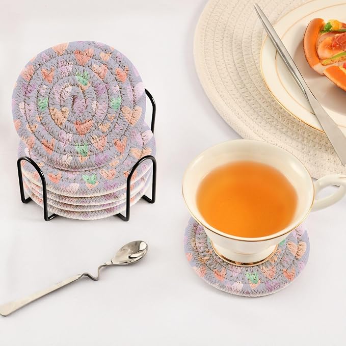 Soft Lavender Hearts Coasters Set of 6 - Image 5