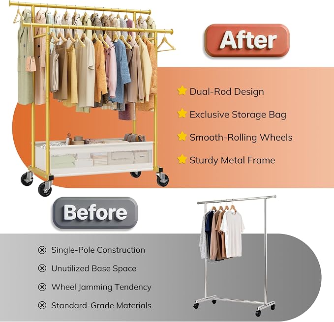 Clothes Rack, Double Rods Clothing Rack, Clothing Racks - Image 7