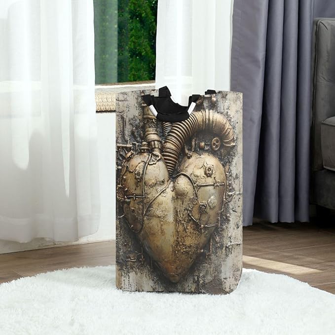 AIXIWAWA Steampunk Heart Laundry Baskets Hamper 1 Pack, Collapsible Clothes - Image 2
